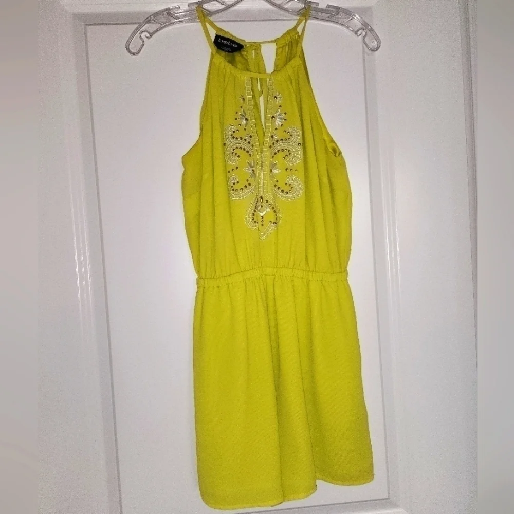 ❤️ 3 For 15 Bebe bright yellow romper with pockets Size X-Small - Picture 1 of 4
